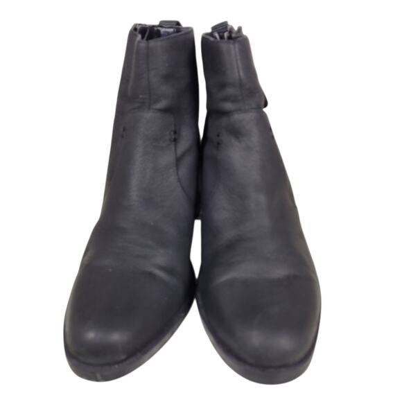 Crown Vintage Astalema Black Leather Ankle Boots Women Sze 11 Block Heel Booties - Picture 3 of 11